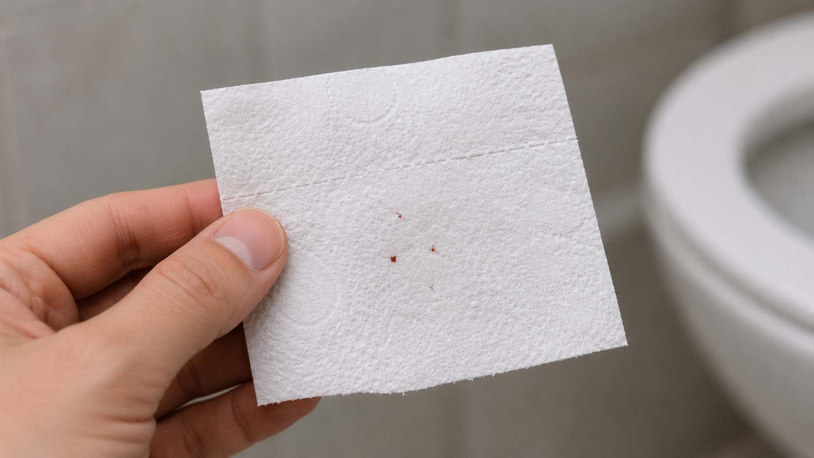 Beli toalet papir sa nekoliko sitnih krvavih tačkica.